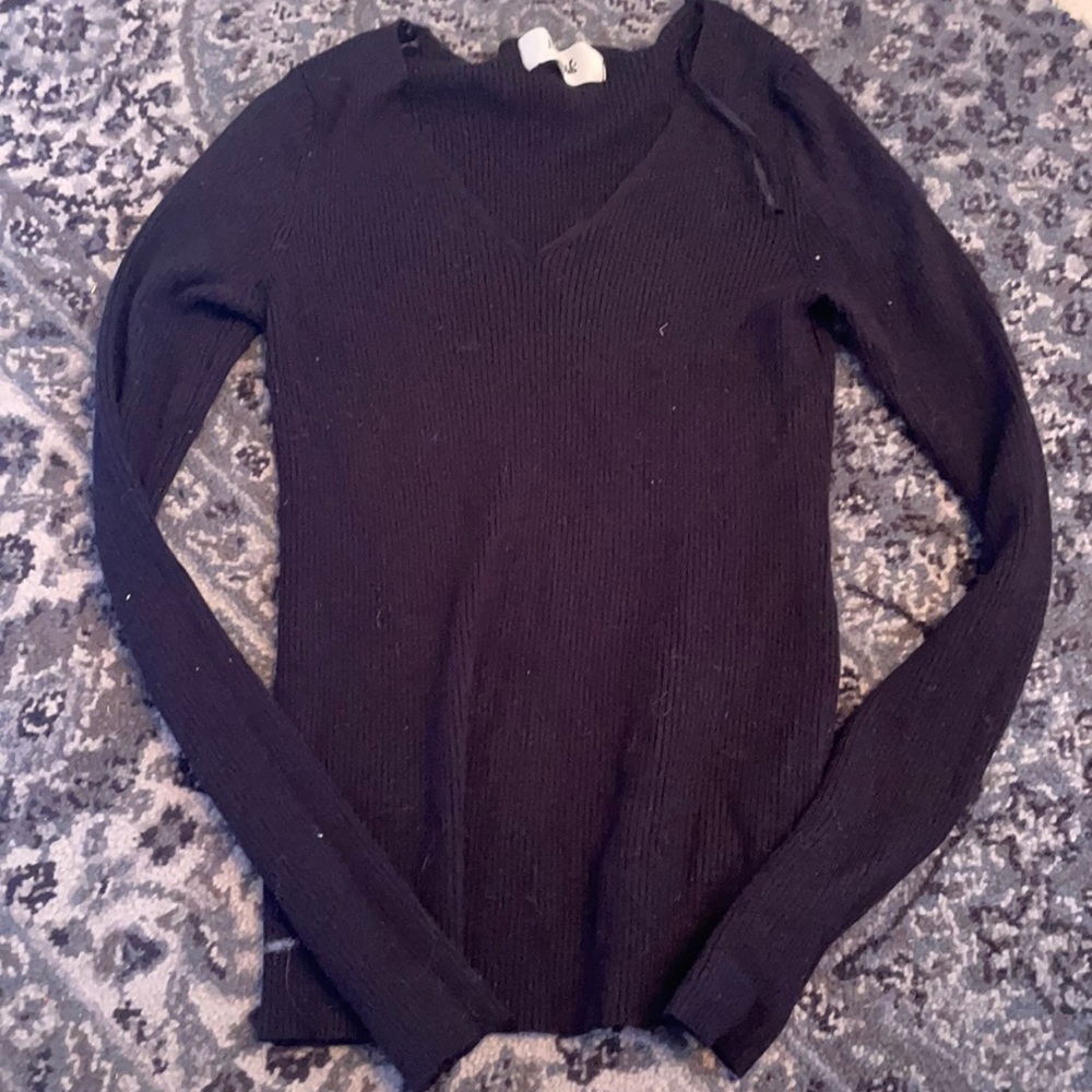 Plain Black Soft Cashmere Long Sleeve